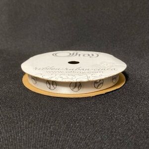 ⭐️ Offray White And Black Baseball Pattern Craft Ribbon 3/8” x 144”